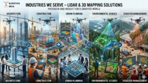 Industries served by LiDAR and 3D mapping services including construction and urban planning