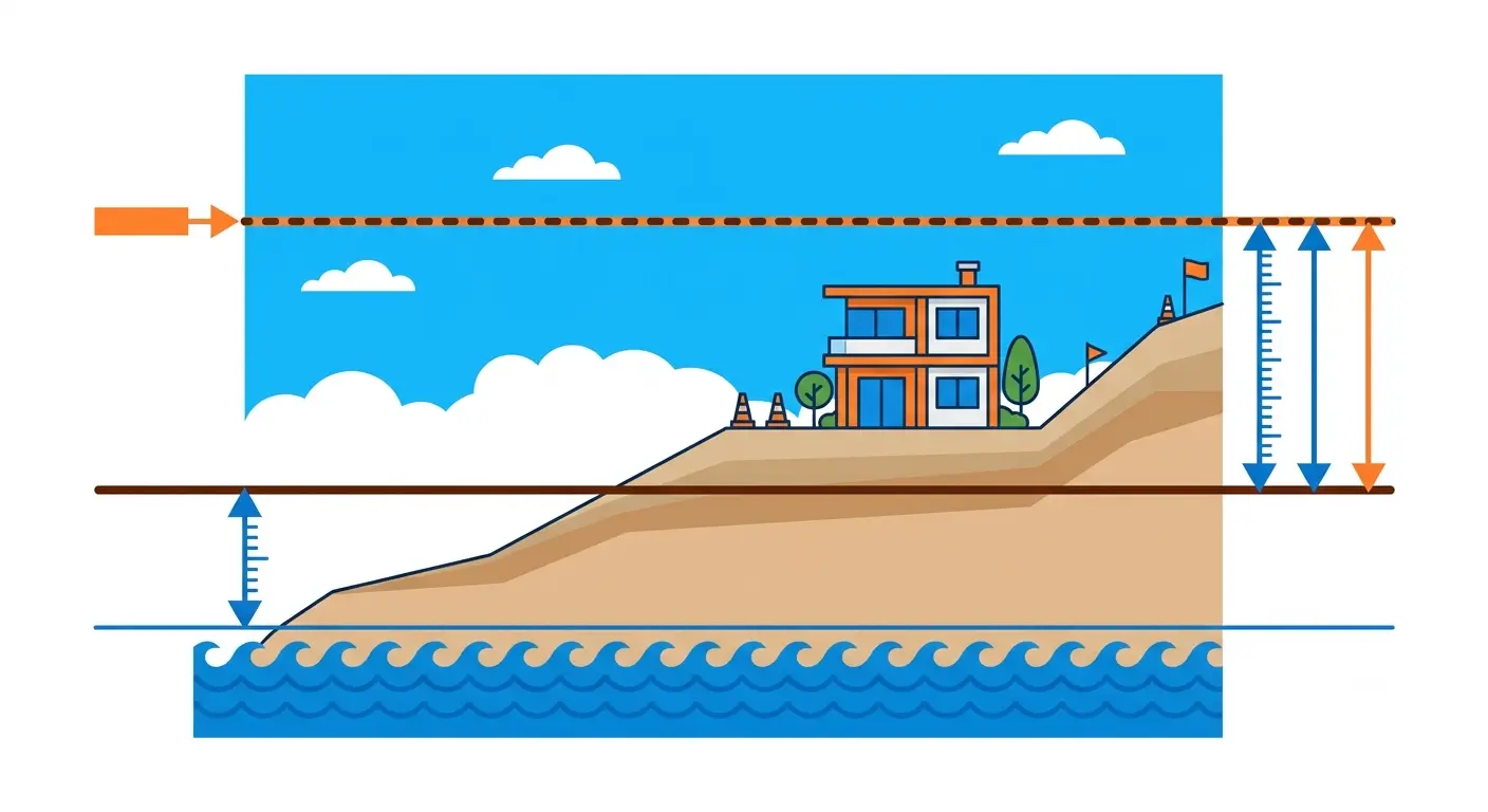 Maximum building height equals permissible top elevation minus site ground elevation