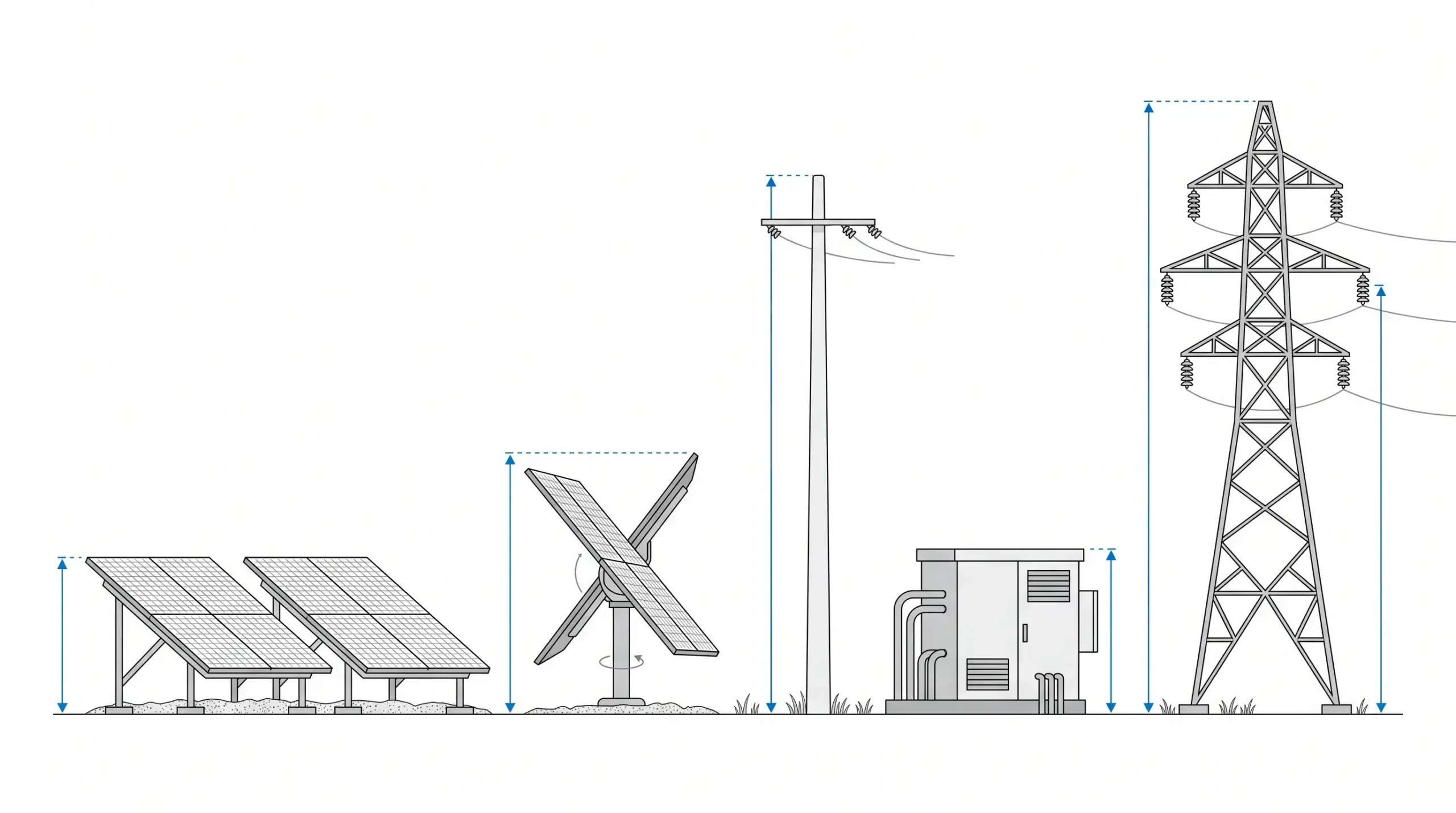 Solar plant components counted for AAI height clearance - trackers, poles and towers