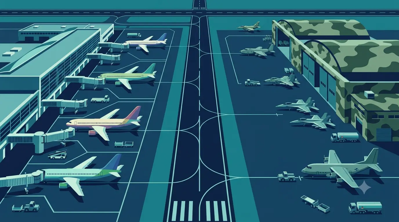 Civil and military shared airfield where both AAI and defence clearances may apply