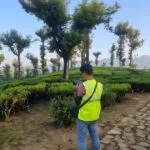 Drone conducting aerial land survey for topographic mapping in India