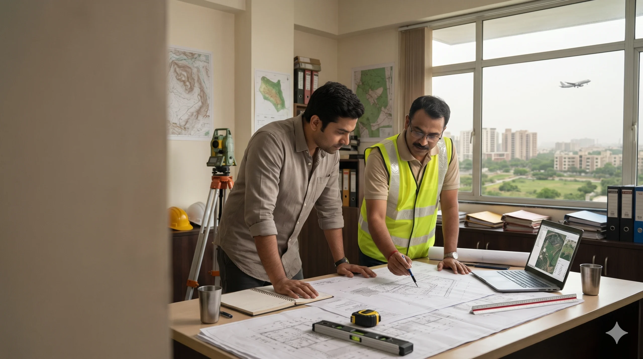 Architect and surveyor preparing an AAI NOC objection reply