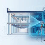Scan to BIM survey cost in India - laser scanner capturing a building